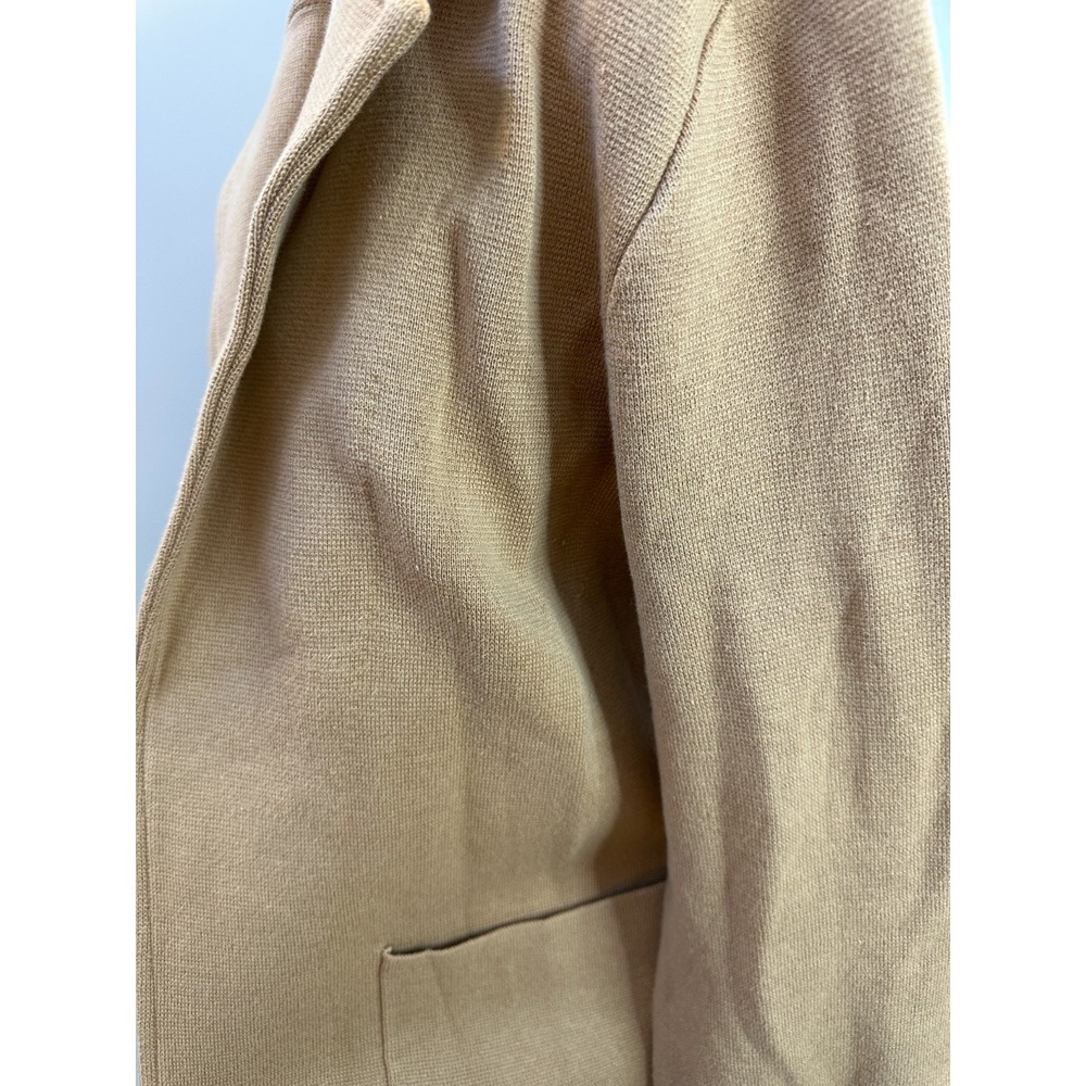 Quince 100% Organic Cotton Knit Blazer Camel Brown Size Medium Open Pockets - Picture 11 of 14